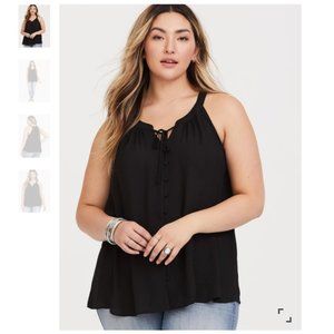 LAST CALL Button Front Tie Neck Tank